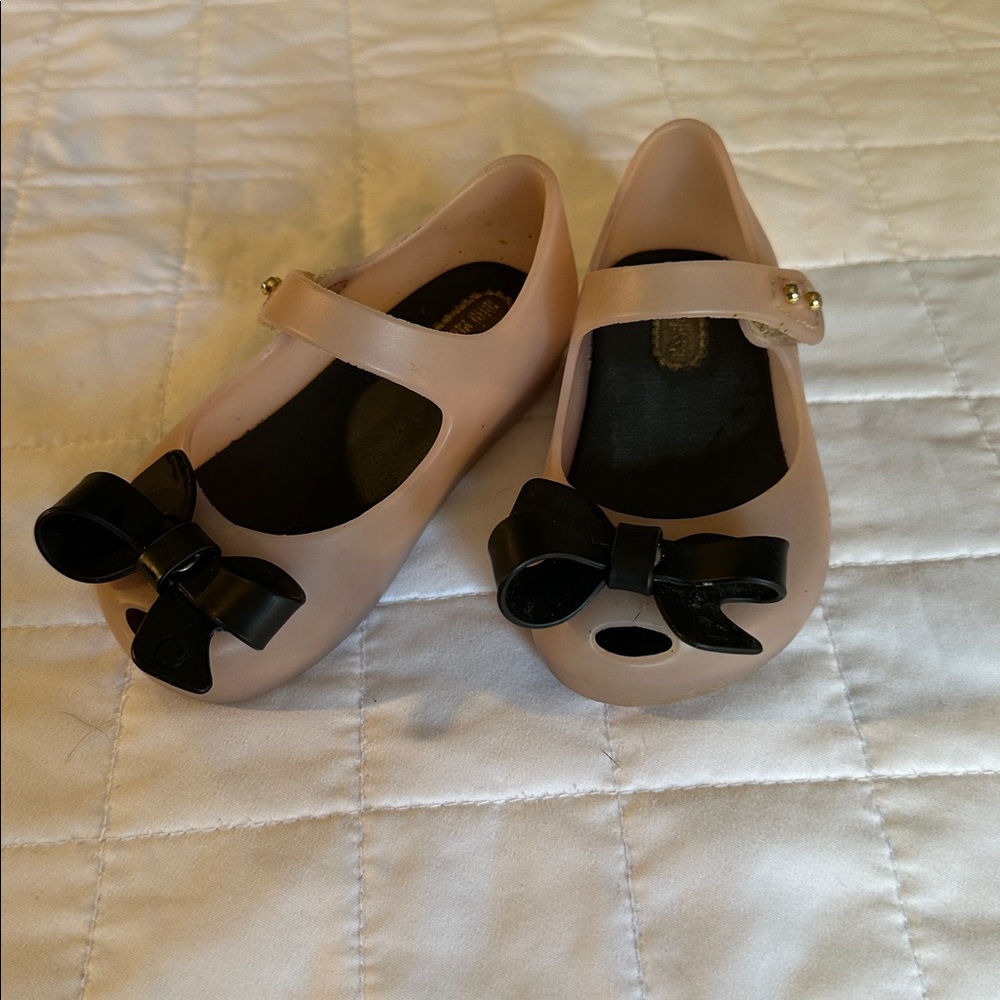Mini Melissa Pink Sandals with Black Detail